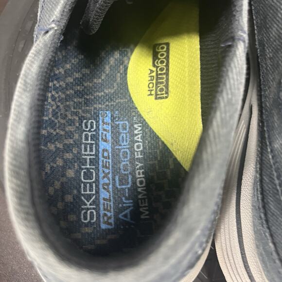 Skechers Mens Sz 10.5 Navy Blue Canvas Relaxed Fit Expended Kevan Oxfords Shoes - Picture 5 of 10